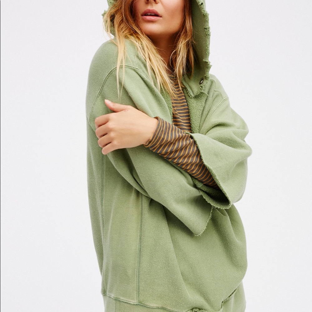 Free People soft green super cozy hoodie, Small
